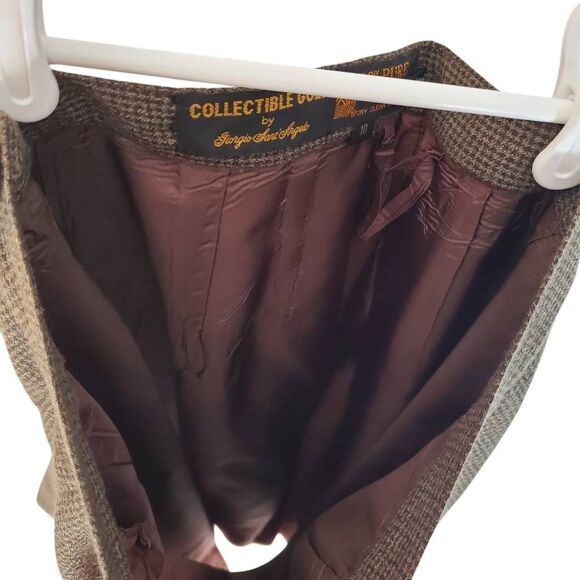 Collectible Gold By Giorgio Sant Angelo Pleated 100% Wool Skirt Brown Size 10 - Picture 8 of 11